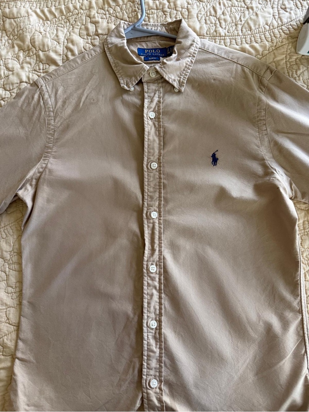 Polo by Ralph Lauren Beige Button-Down Oxford Shirt with Navy Pony